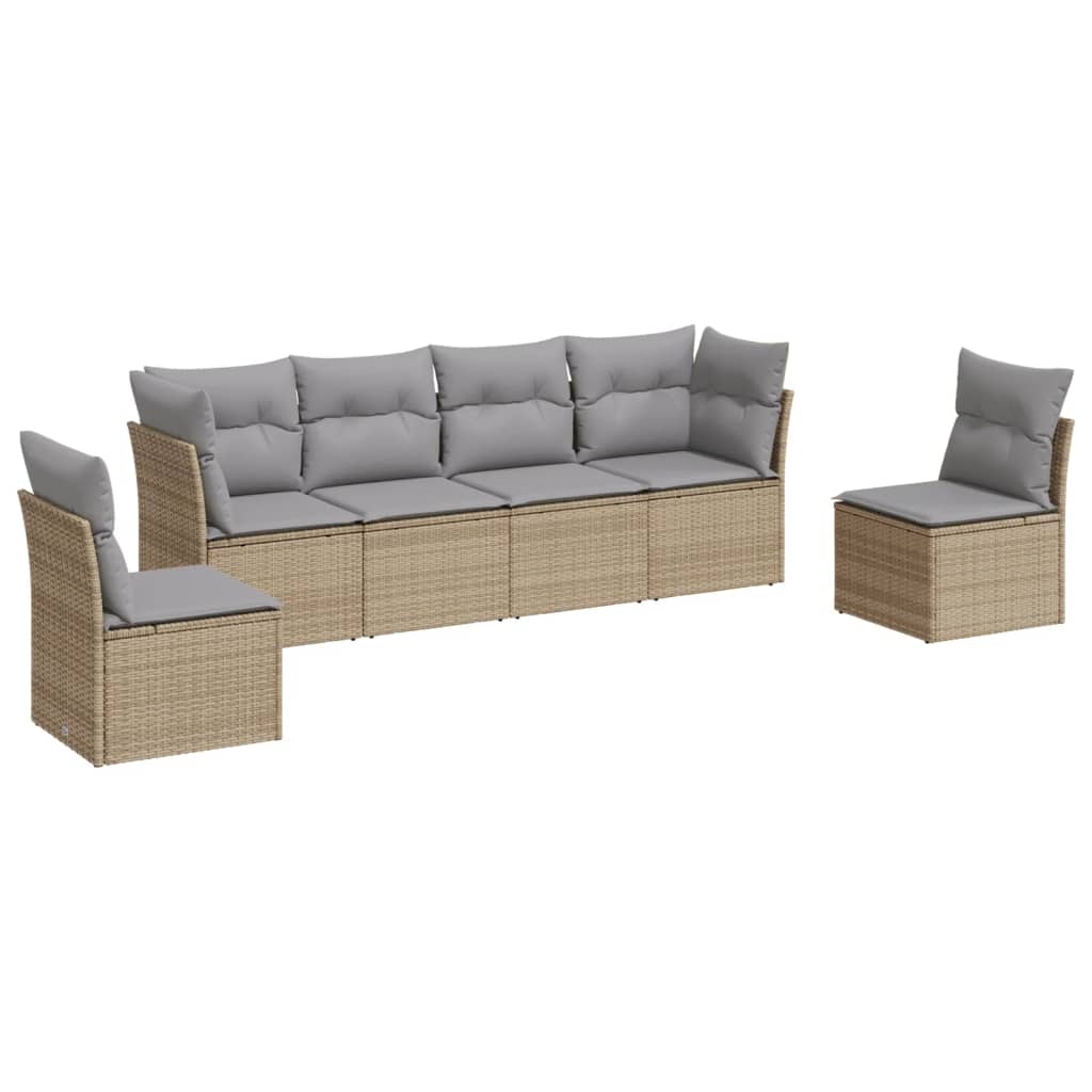 6-dijelni set vrtnih sofa s jastucima bež od poliratana