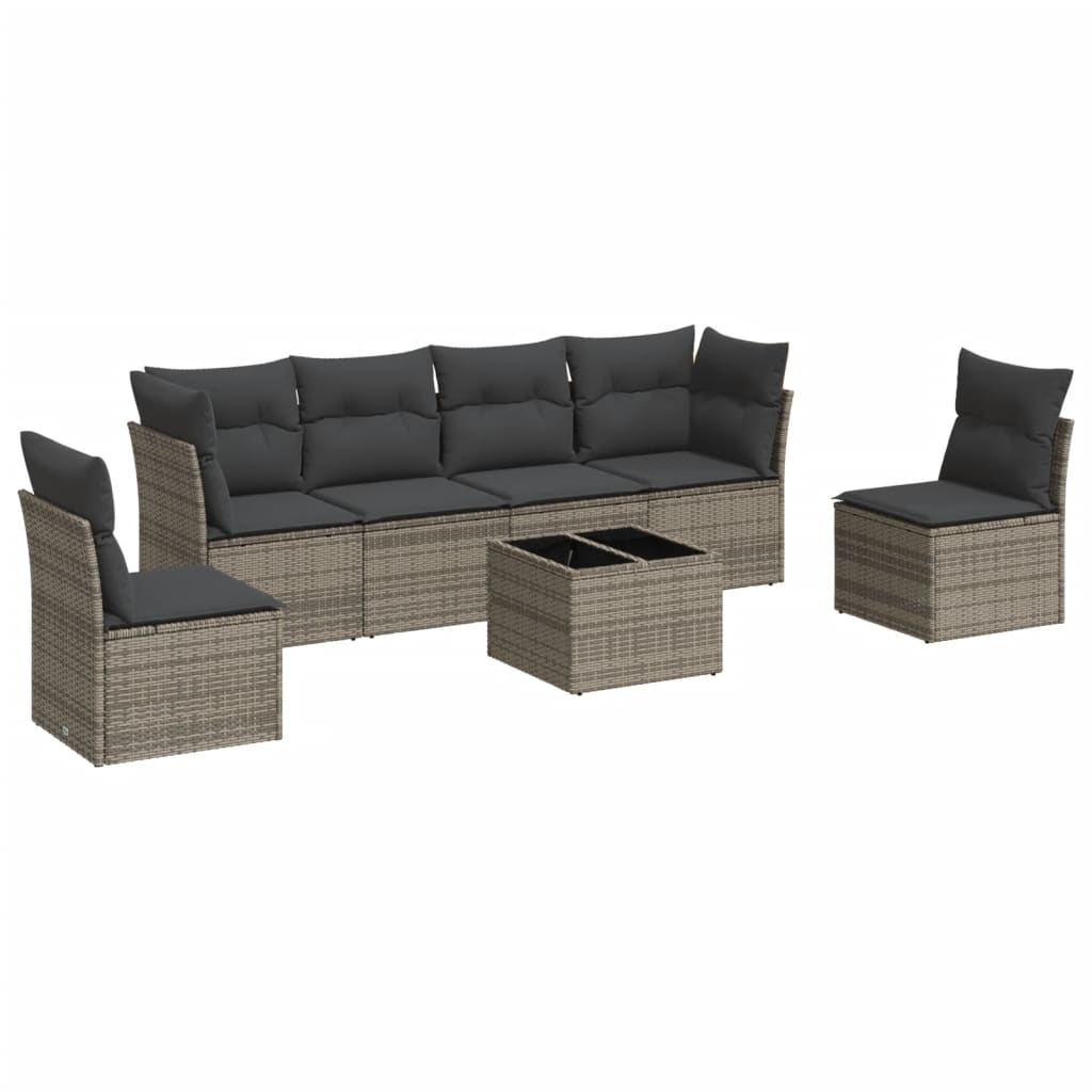 7-dijelni set vrtnih sofa sivi od poliratana
