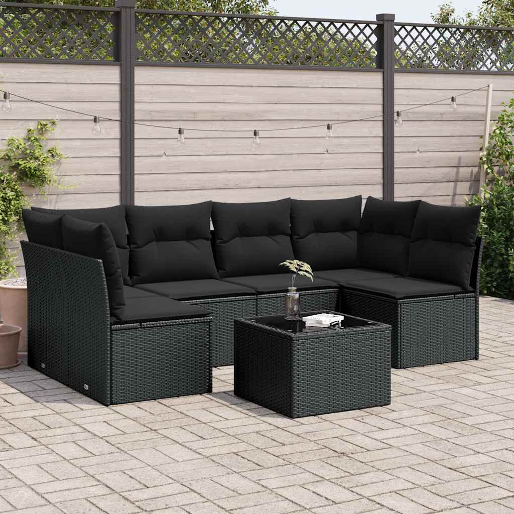 7-dijelni set vrtnih sofa od poliratana s jastucima bež