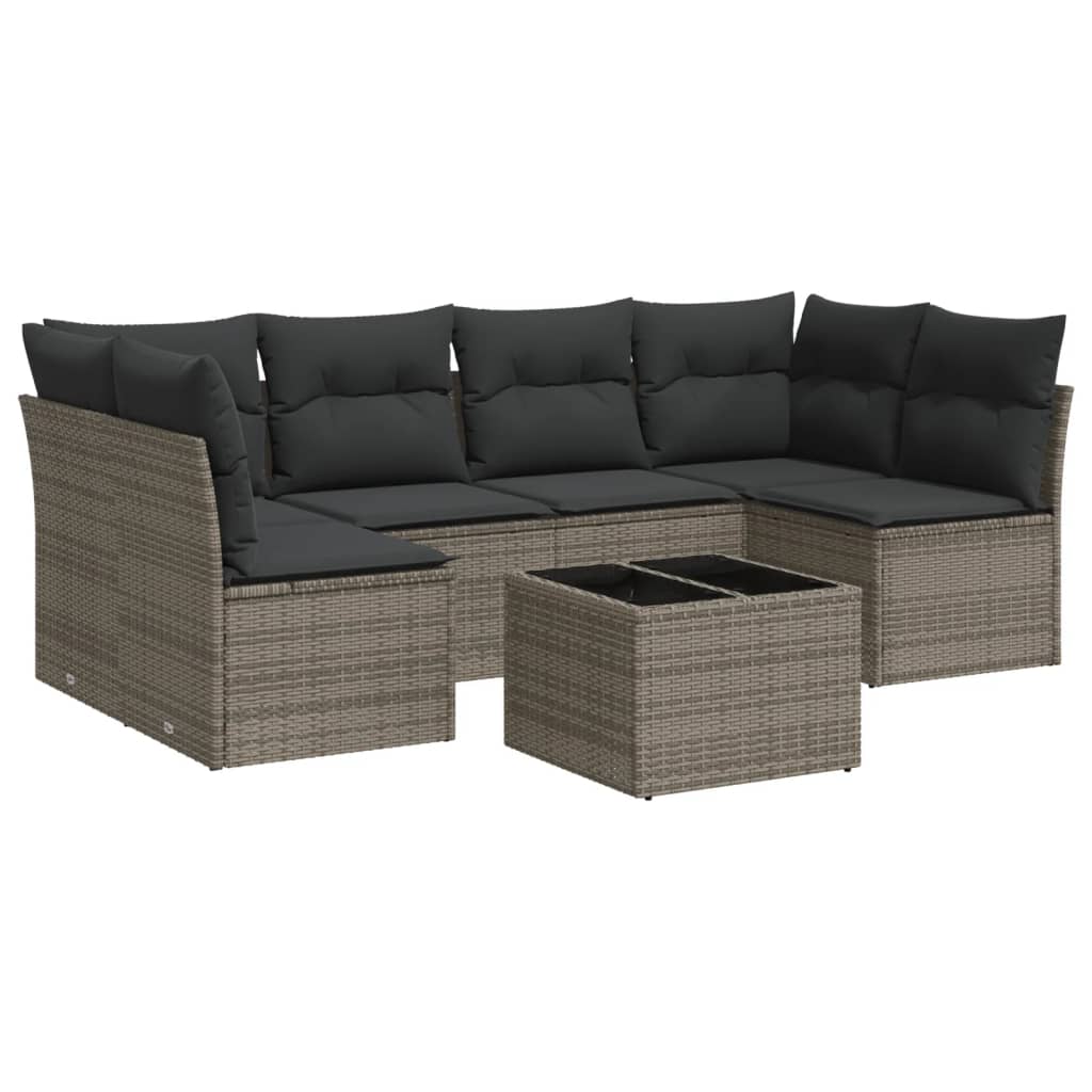 7-dijelni set vrtnih sofa sivi od poliratana