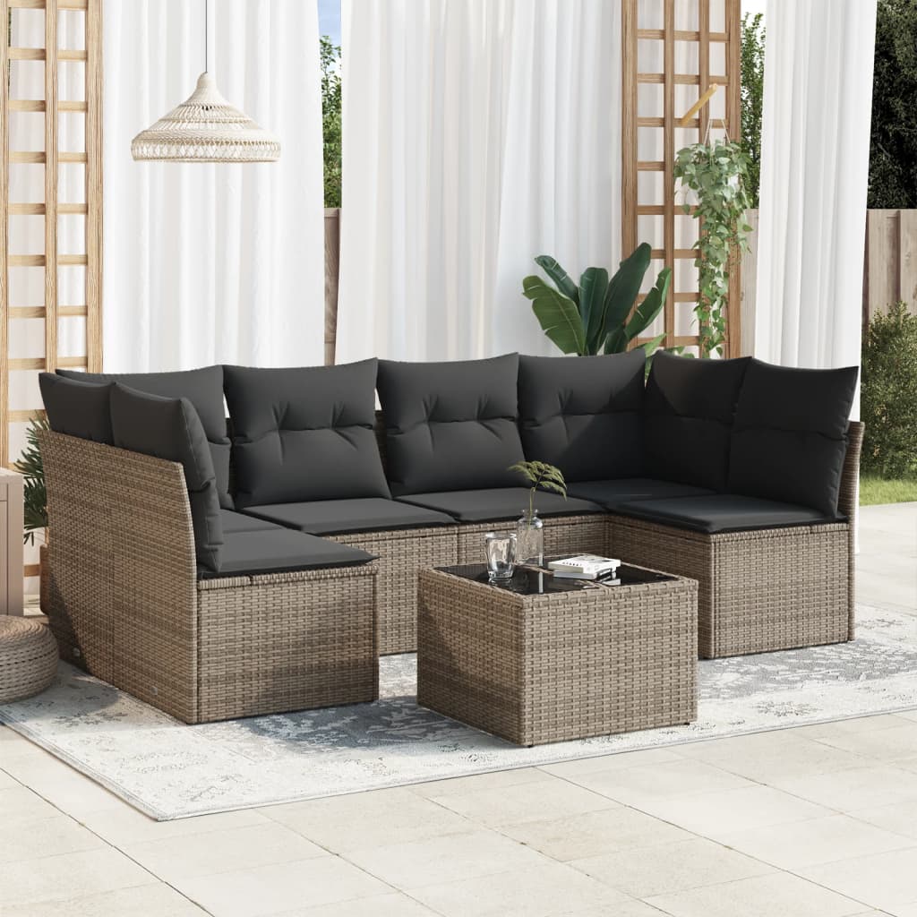7-dijelni set vrtnih sofa sivi od poliratana