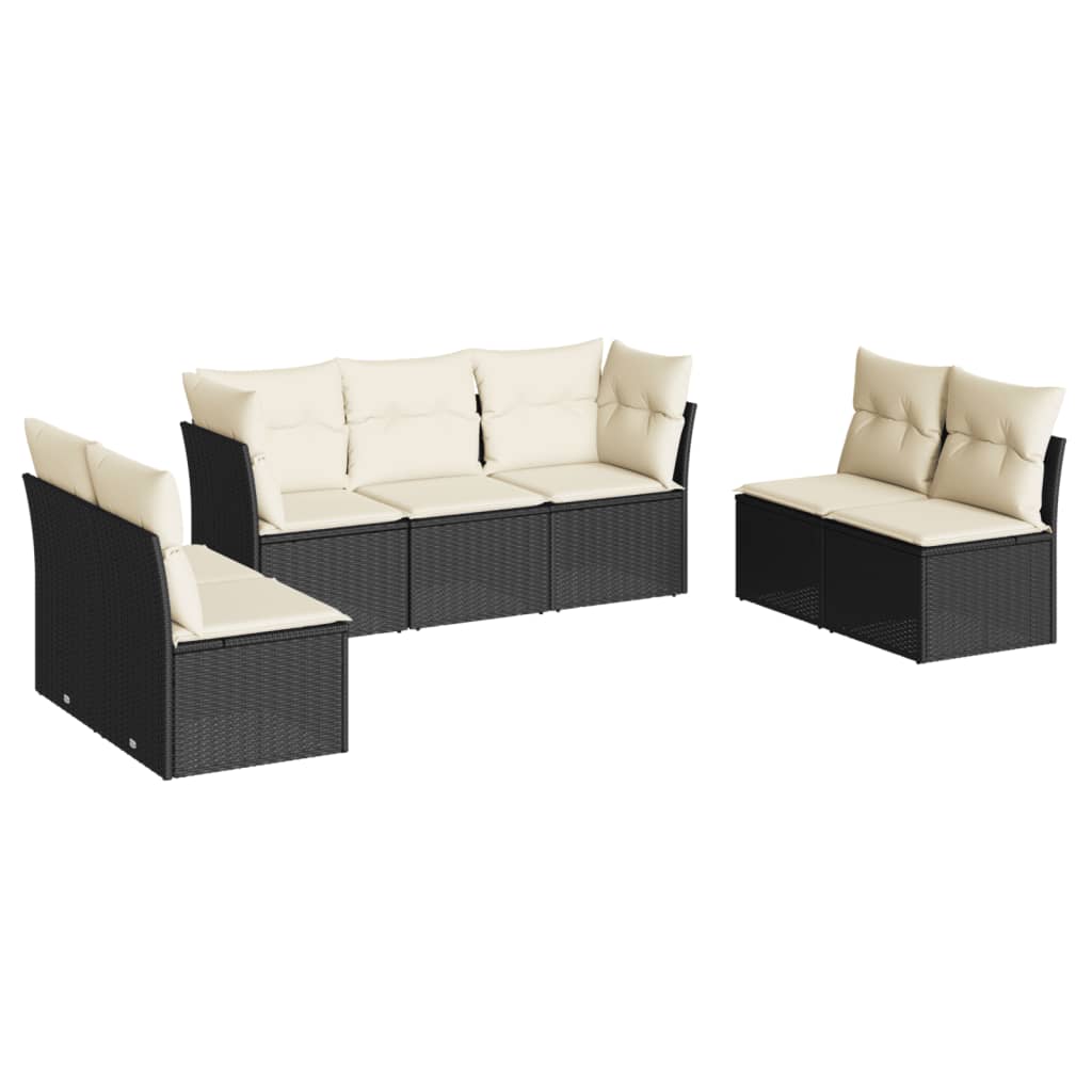 7-dijelni set vrtnih sofa od poliratana s jastucima crni
