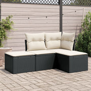 4-dijelni set vrtnih sofa od poliratana s jastucima crni