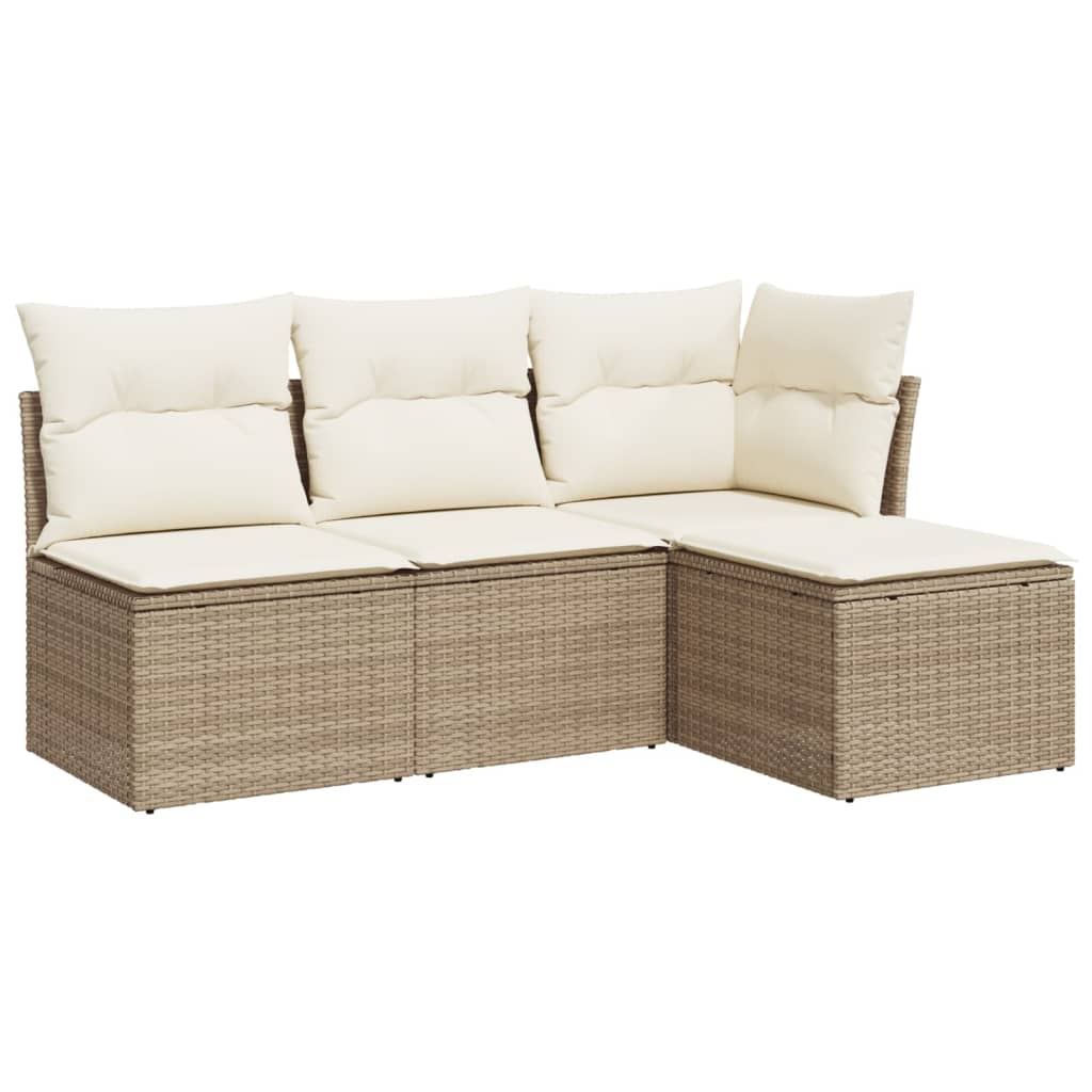 4-dijelni set vrtnih sofa s jastucima bež od poliratana