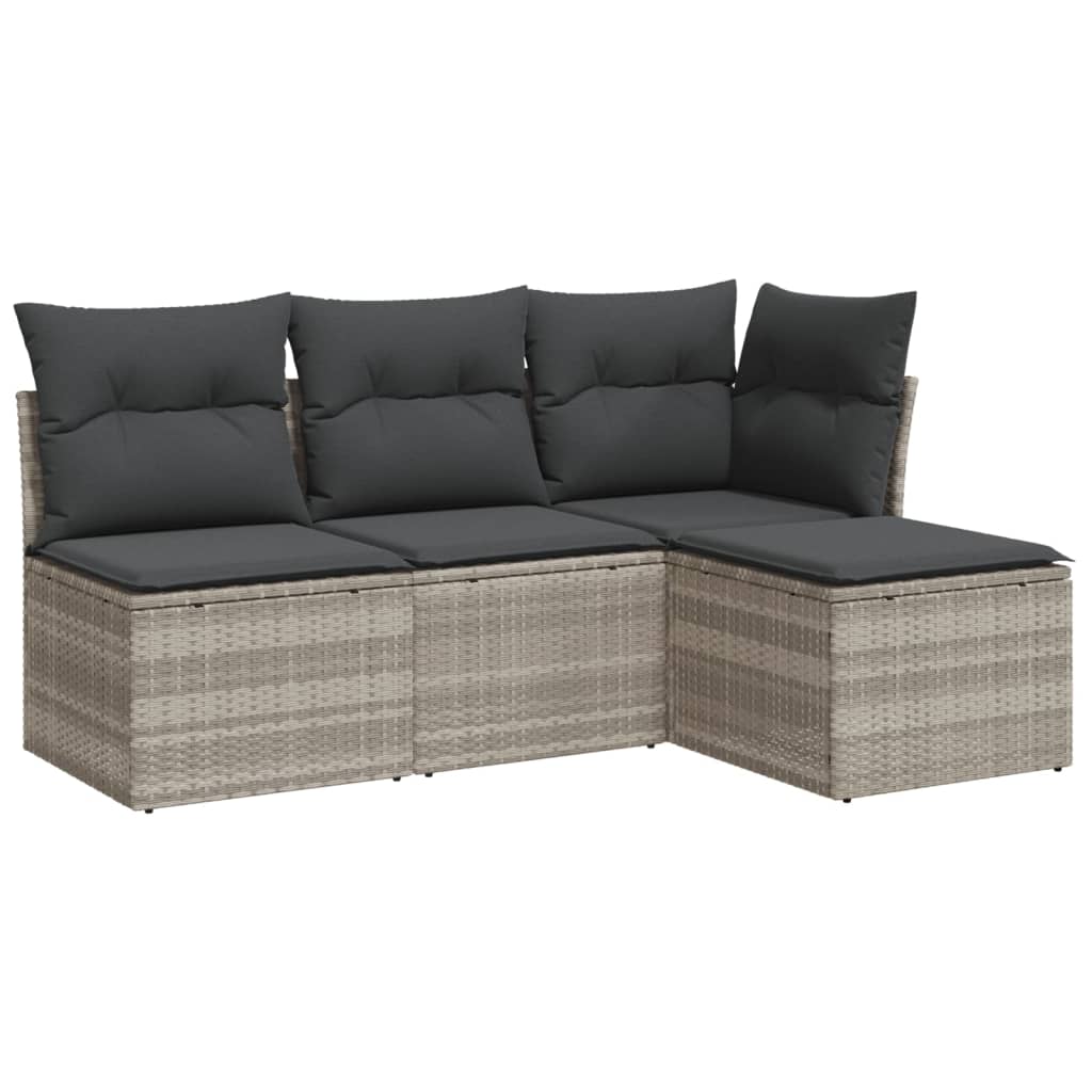 4-dijelni set vrtnih sofa s jastucima svijetlosivi poliratan
