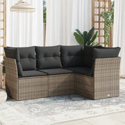 4-dijelni set vrtnih sofa od poliratana s jastucima sivi