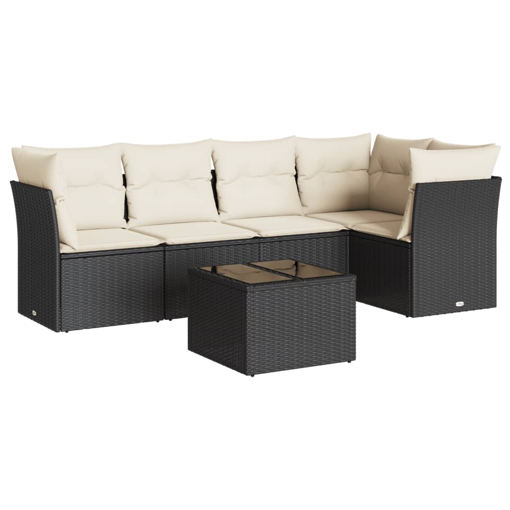 6-dijelni set vrtnih sofa s jastucima crni od poliratana