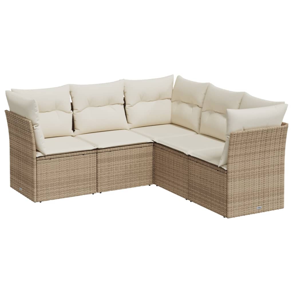 5-dijelni vrtni set sofa s jastucima bež od poliratana