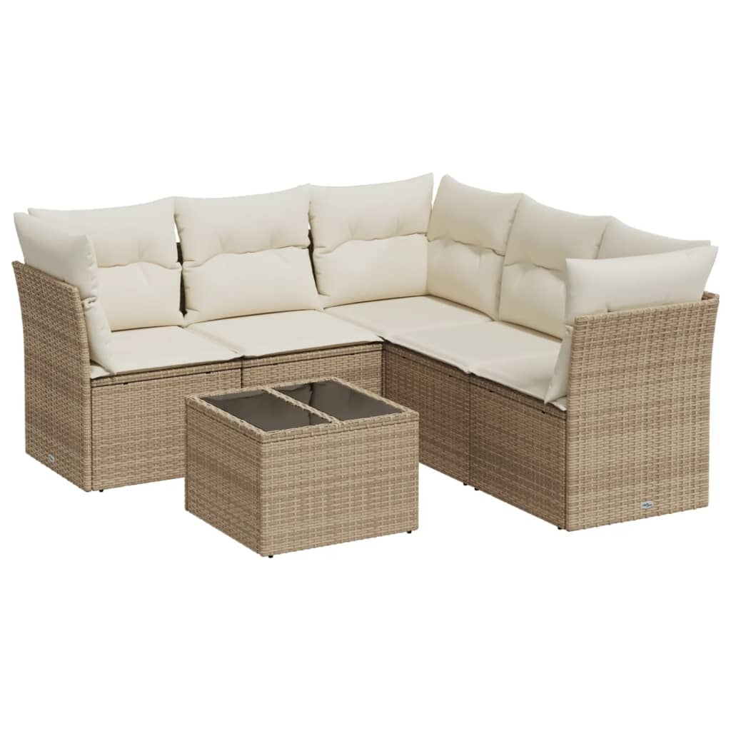 6-dijelni set vrtnih sofa s jastucima bež od poliratana 179 x 179 x 69 cm