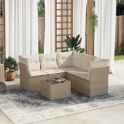 6-dijelni set vrtnih sofa s jastucima bež od poliratana 179 x 179 x 69 cm