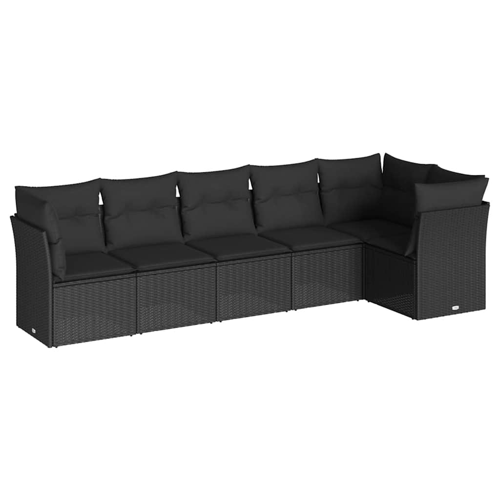 6-dijelni set vrtnih sofa s jastucima crni od poliratana