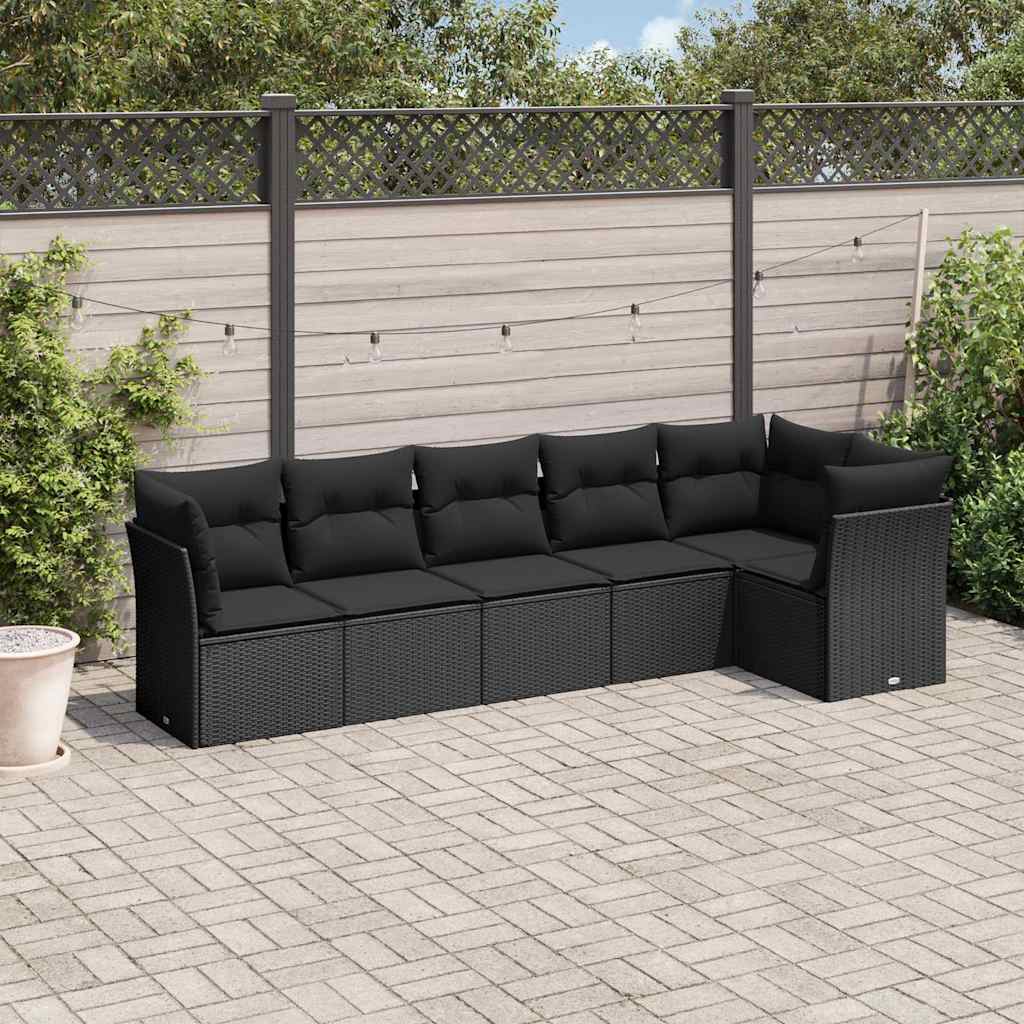 6-dijelni set vrtnih sofa s jastucima crni od poliratana