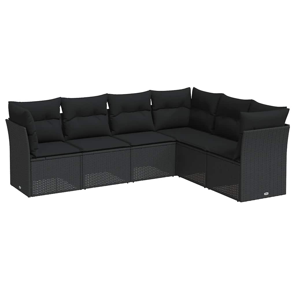 6-dijelni set vrtnih sofa s jastucima crni od poliratana