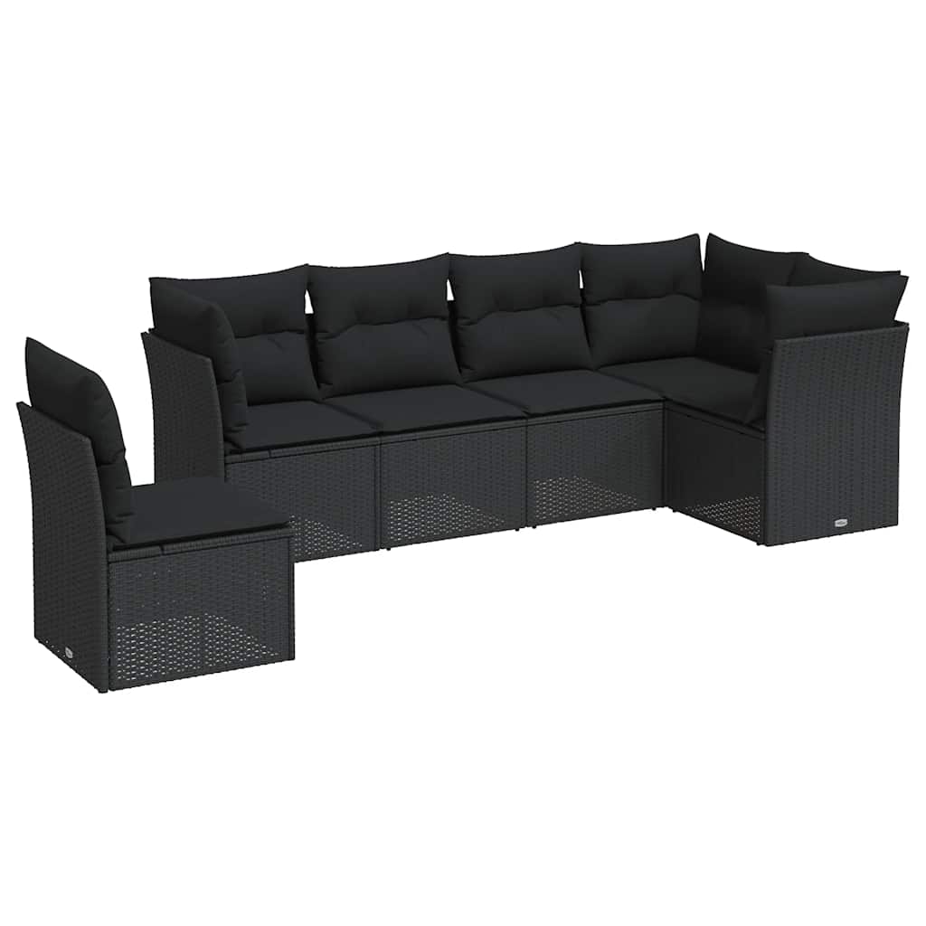 6-dijelni set vrtnih sofa s jastucima crni od poliratana