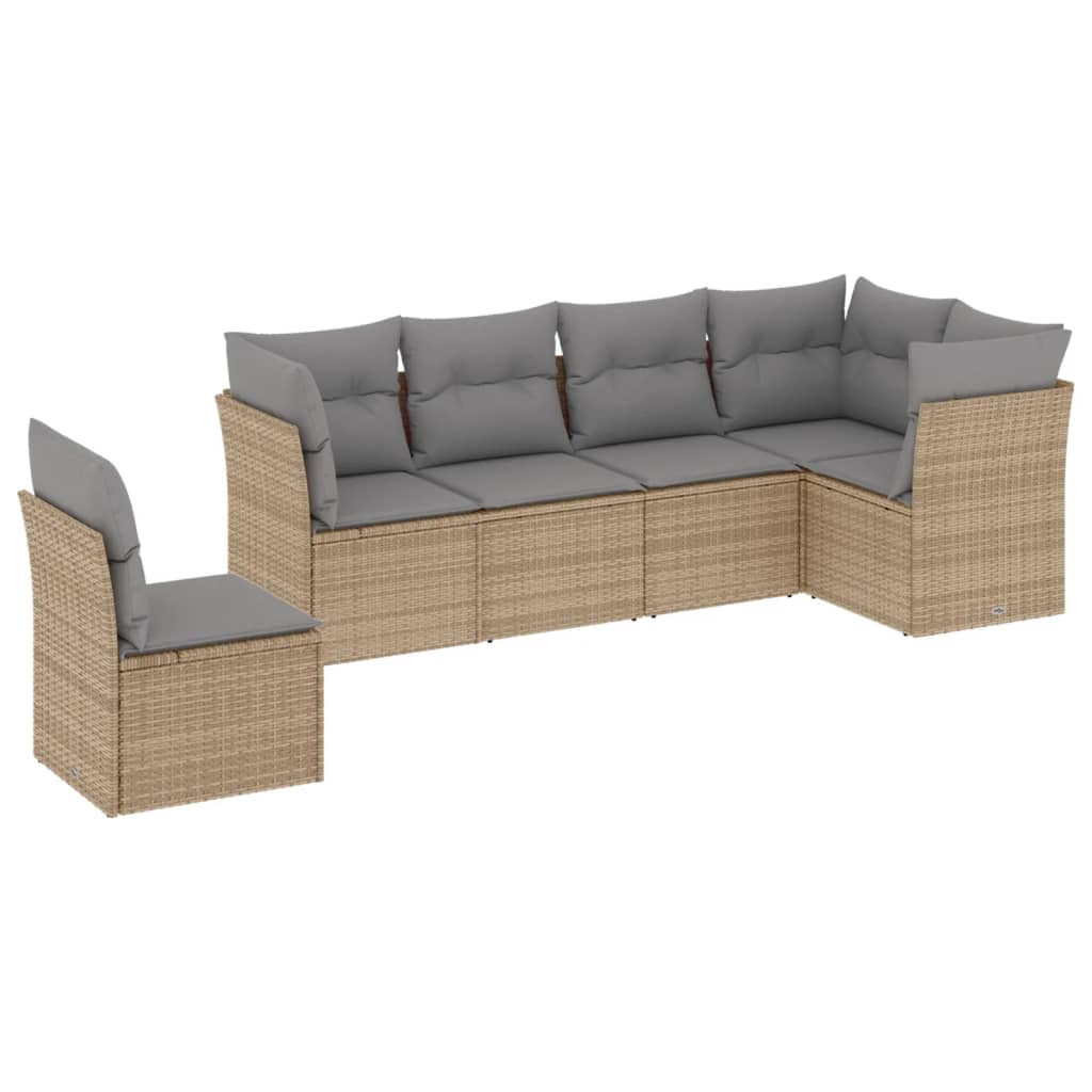 6-dijelni set vrtnih sofa s jastucima bež od poliratana
