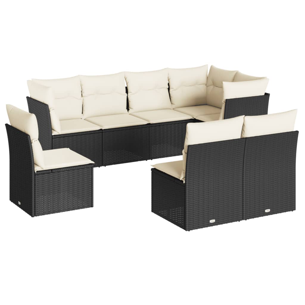 8-dijelni set vrtnih sofa od poliratana s jastucima crni