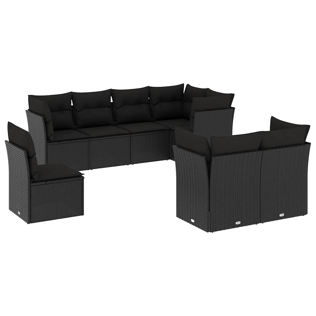8-dijelni set vrtnih sofa od poliratana s jastucima crni