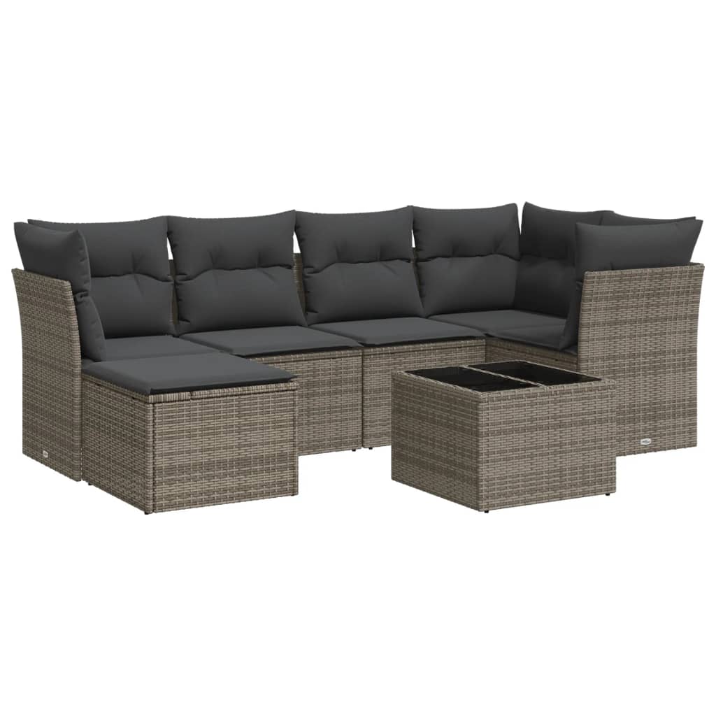 7-dijelni set vrtnih sofa sivi od poliratana