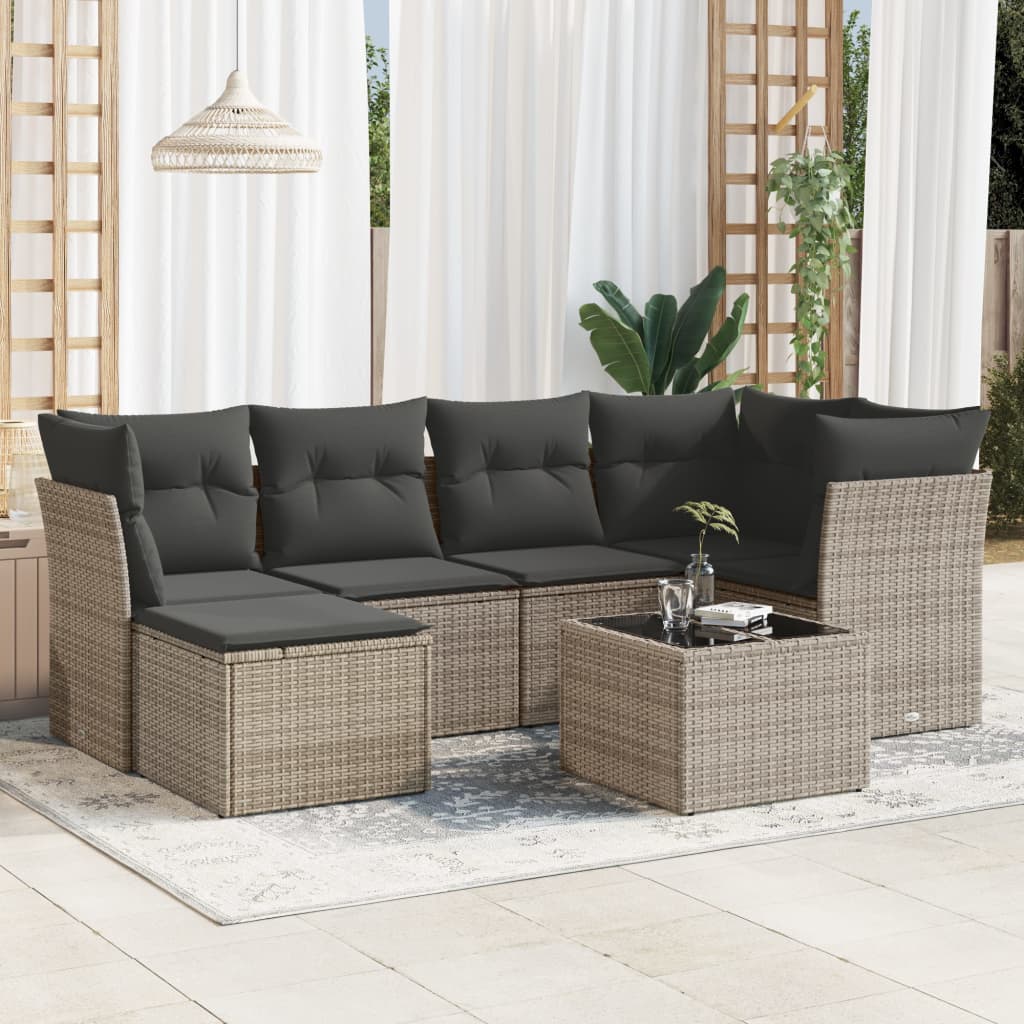 7-dijelni set vrtnih sofa sivi od poliratana
