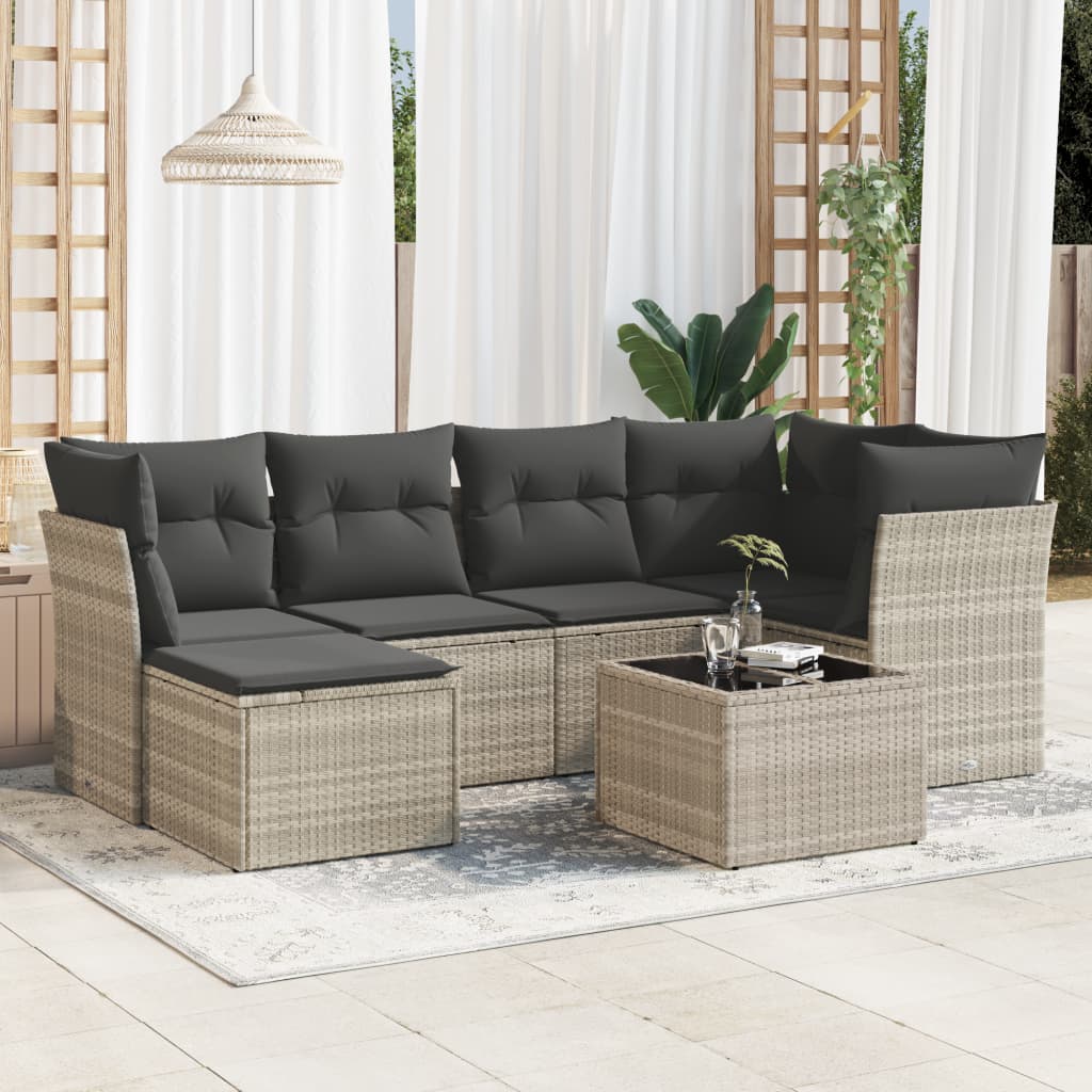 7-dijelni set vrtnih sofa svjetlosivi od poliratana