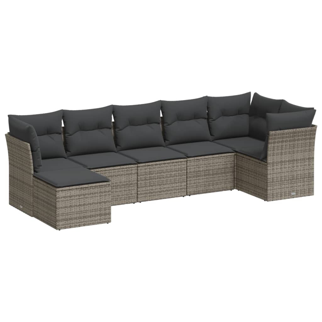 7-dijelni set vrtnih sofa sivi od poliratana