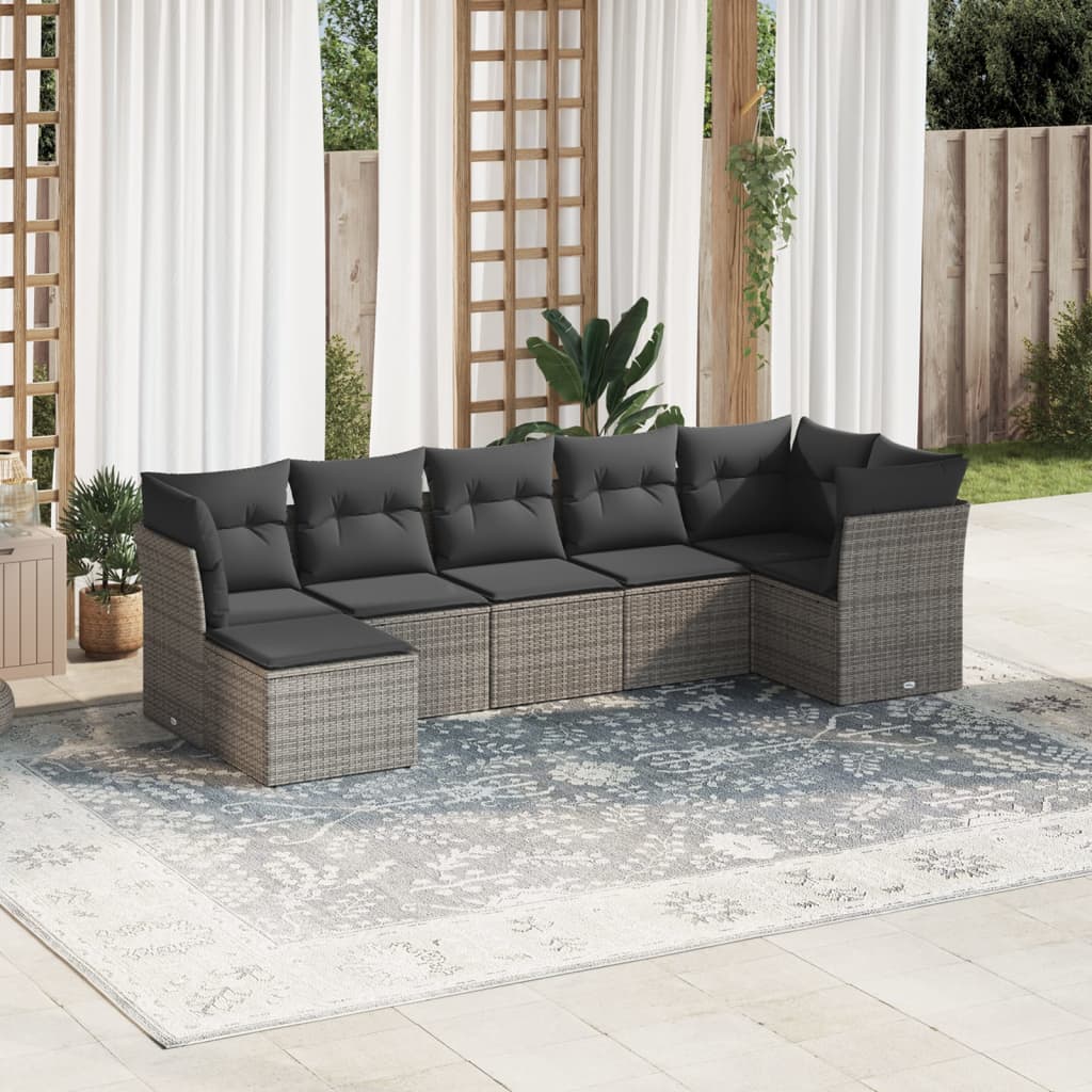 7-dijelni set vrtnih sofa sivi od poliratana