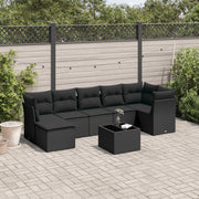 8-dijelni set vrtnih sofa od poliratana s jastucima crni