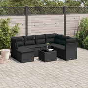 8-dijelni set vrtnih sofa od poliratana s jastucima crni