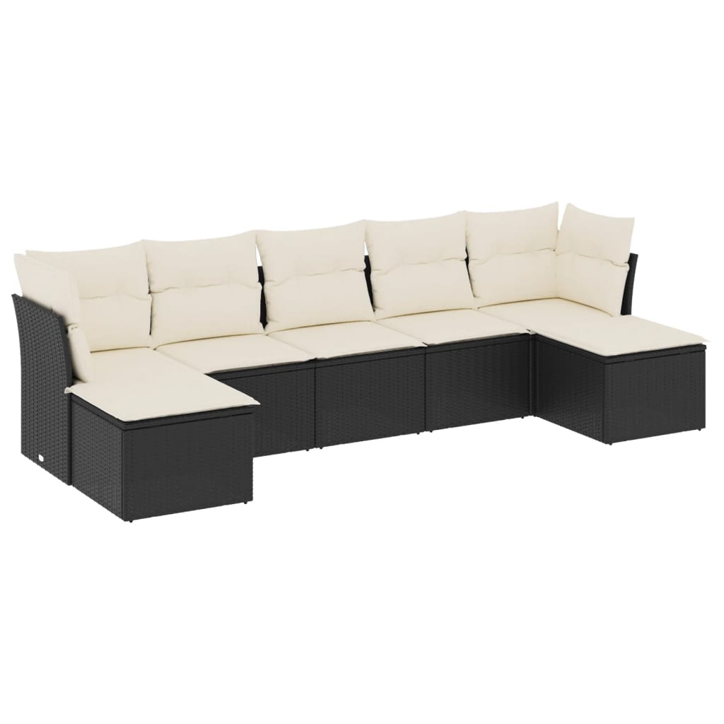 7-dijelni set vrtnih sofa od poliratana s jastucima crni