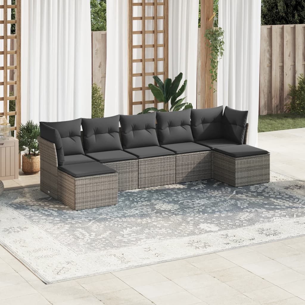7-dijelni set vrtnih sofa sivi od poliratana
