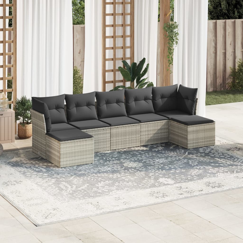 7-dijelni set vrtnih sofa svjetlosivi od poliratana