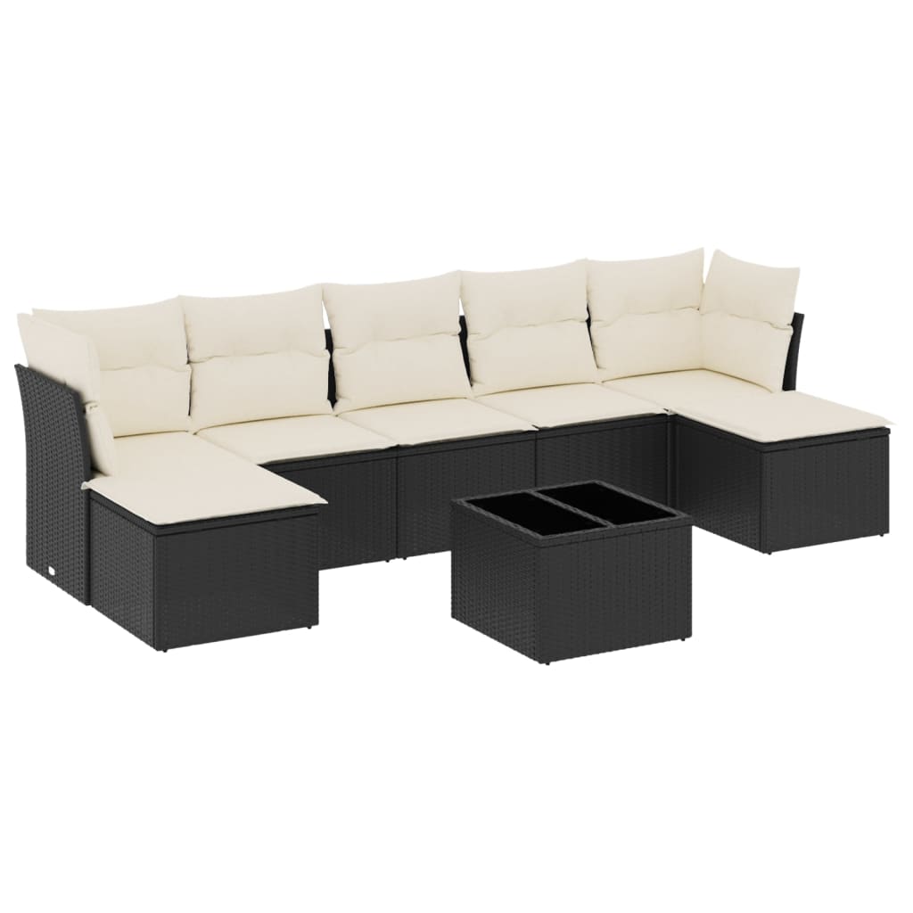 8-dijelni set vrtnih sofa od poliratana s jastucima crni