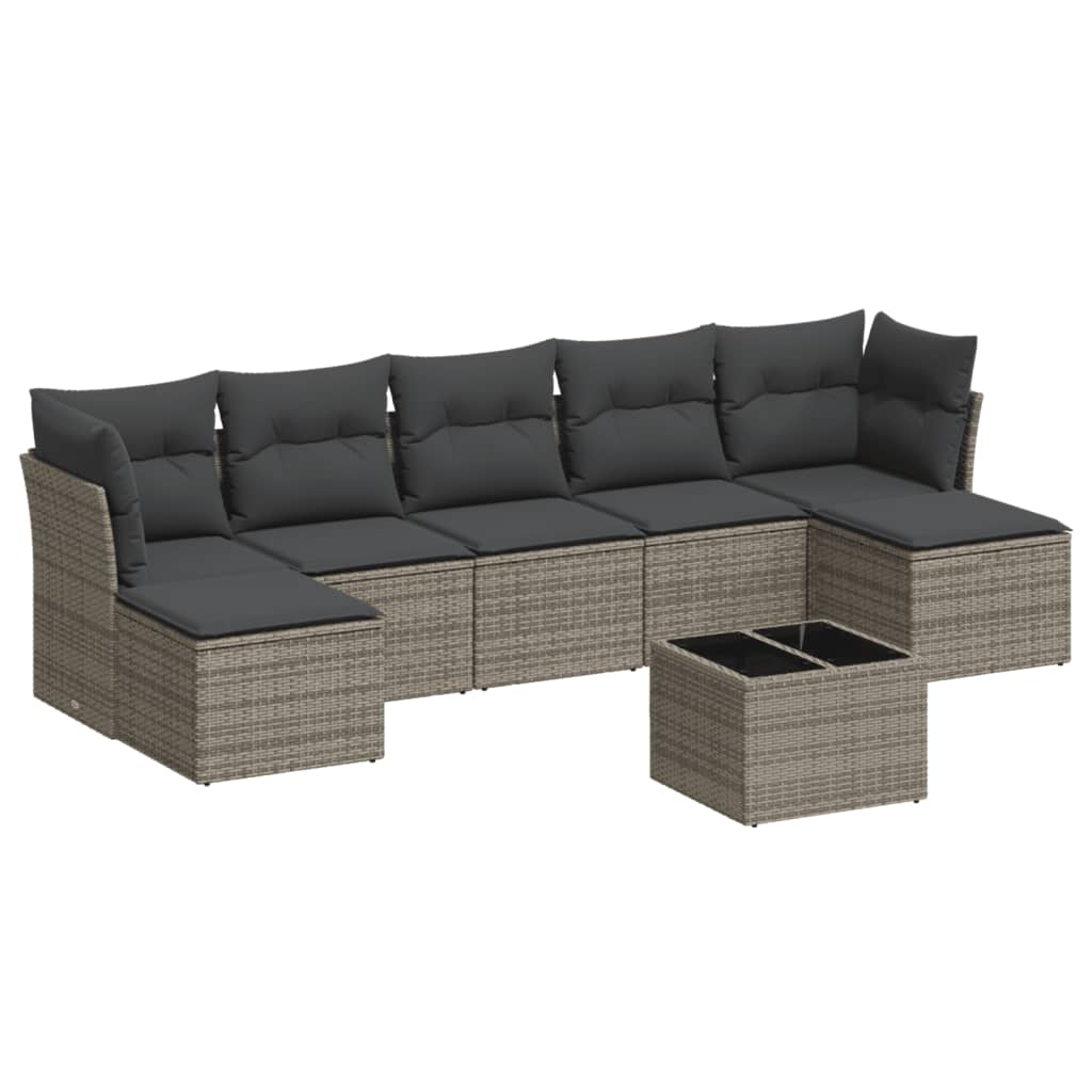 8-dijelni set vrtnih sofa od poliratana s jastucima sivi