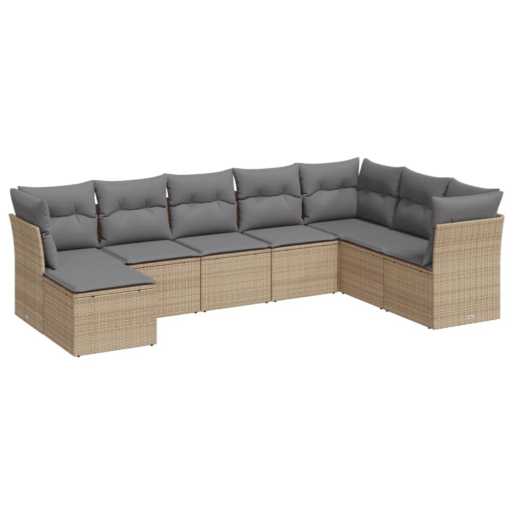 8-dijelni set vrtnih sofa od poliratana s jastucima bež
