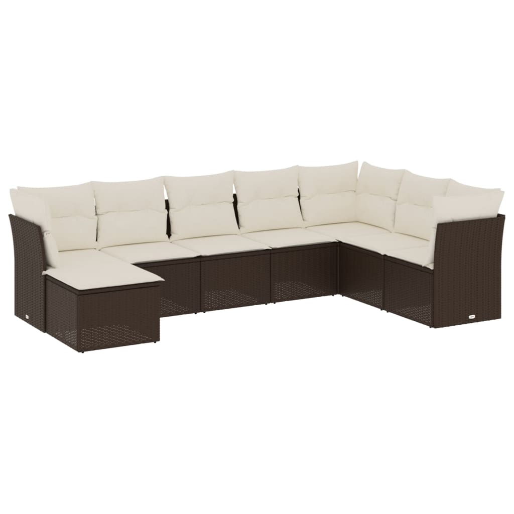 8-dijelni set vrtnih sofa s jastucima smeđi od poliratana