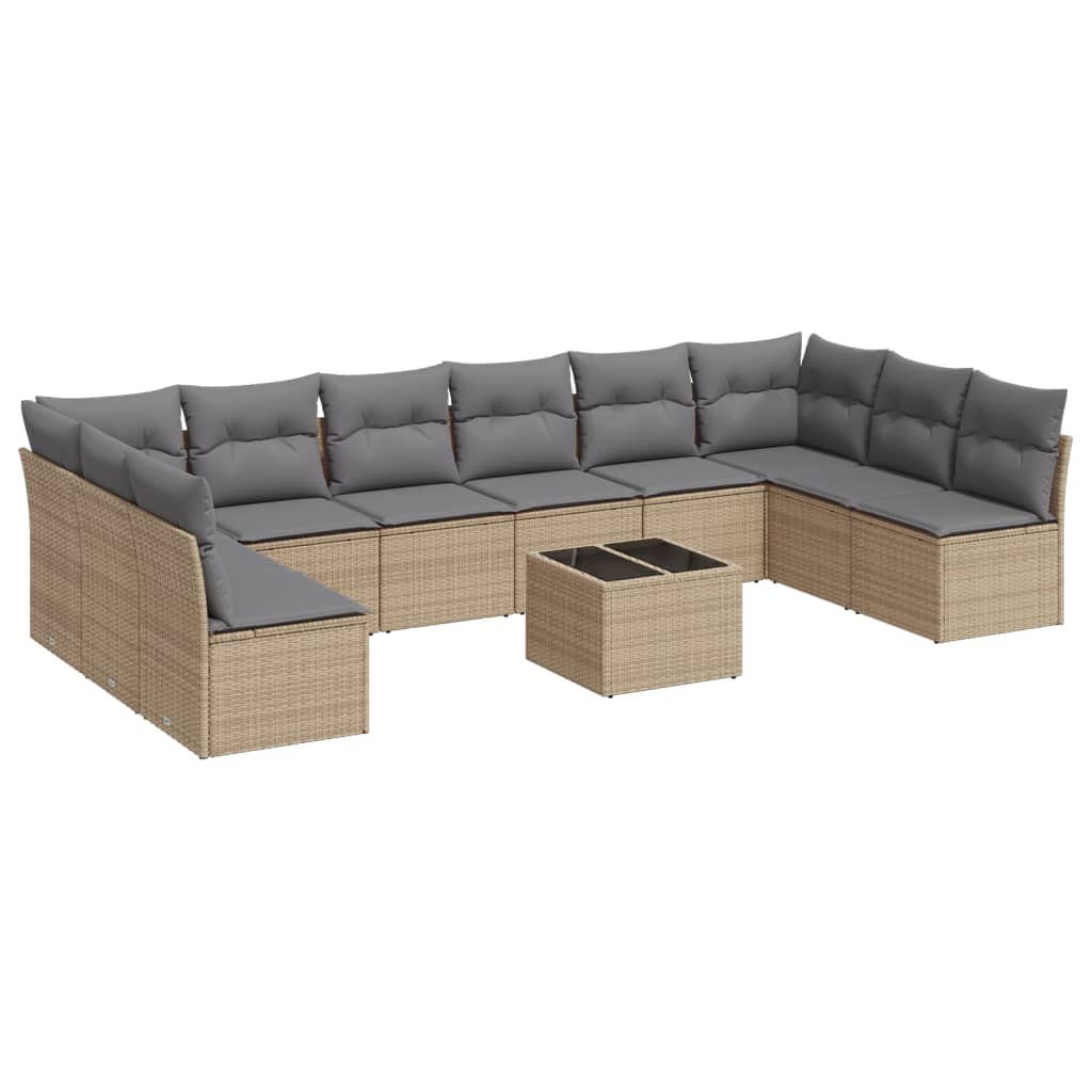 11-dijelni set vrtnih sofa od poliratana s jastucima bež