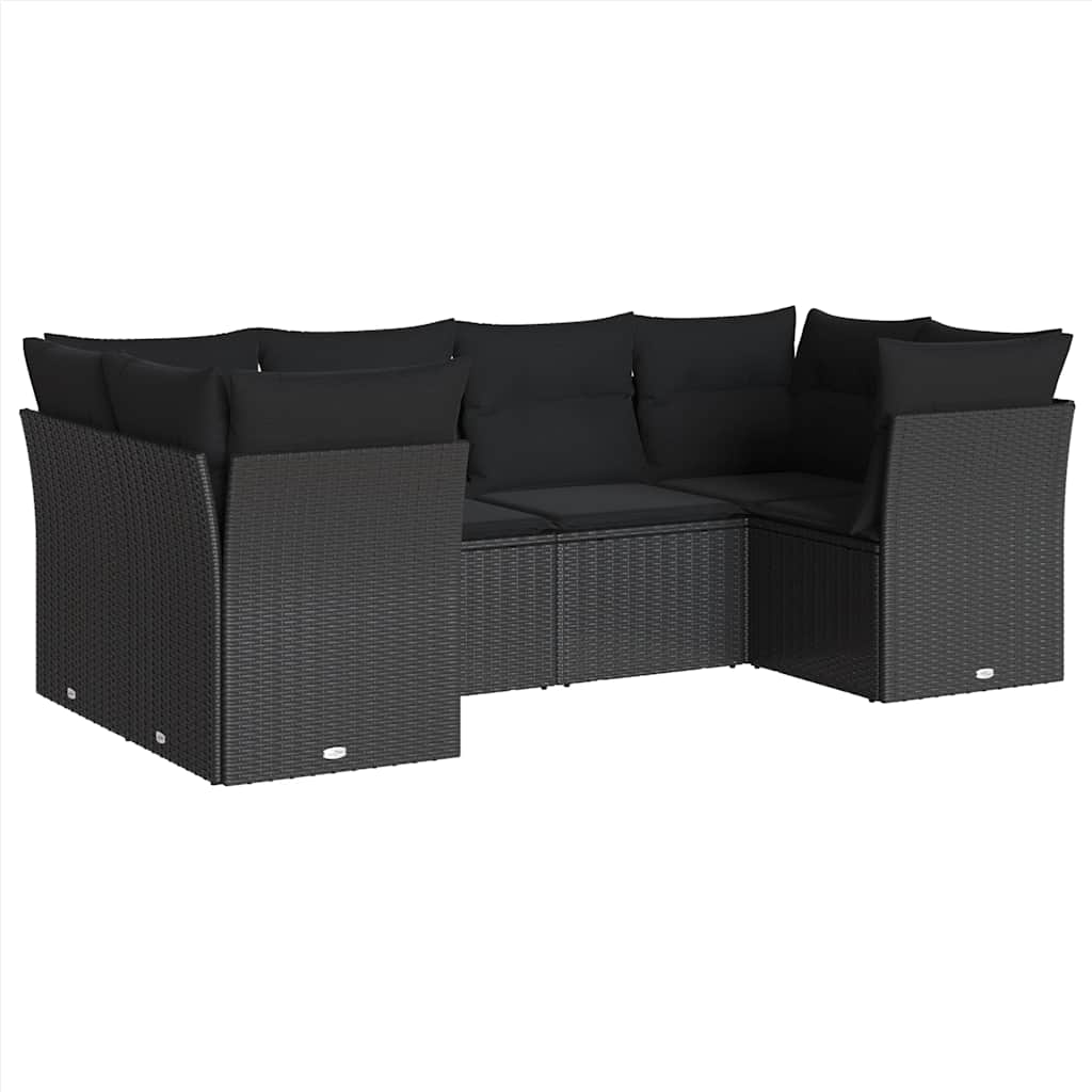 6-dijelni set vrtnih sofa s jastucima crni od poliratana