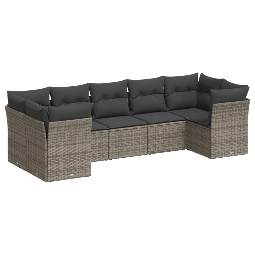 7-dijelni set vrtnih sofa sivi od poliratana