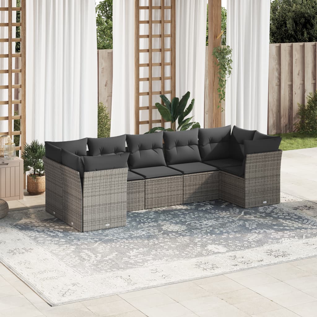 7-dijelni set vrtnih sofa sivi od poliratana