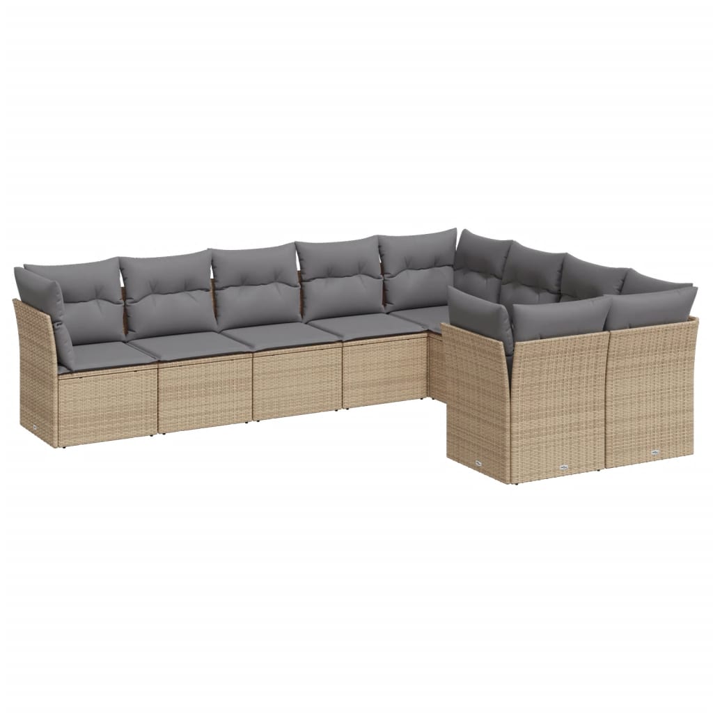 9-dijelni set vrtnih sofa s jastucima bež od poliratana