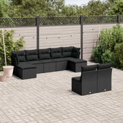 9-dijelni set vrtnih sofa s jastucima crni od poliratana