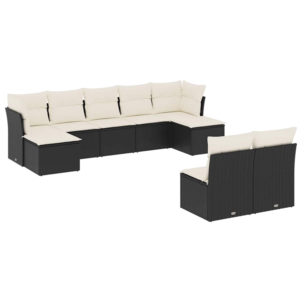 9-dijelni set vrtnih sofa s jastucima crni od poliratana
