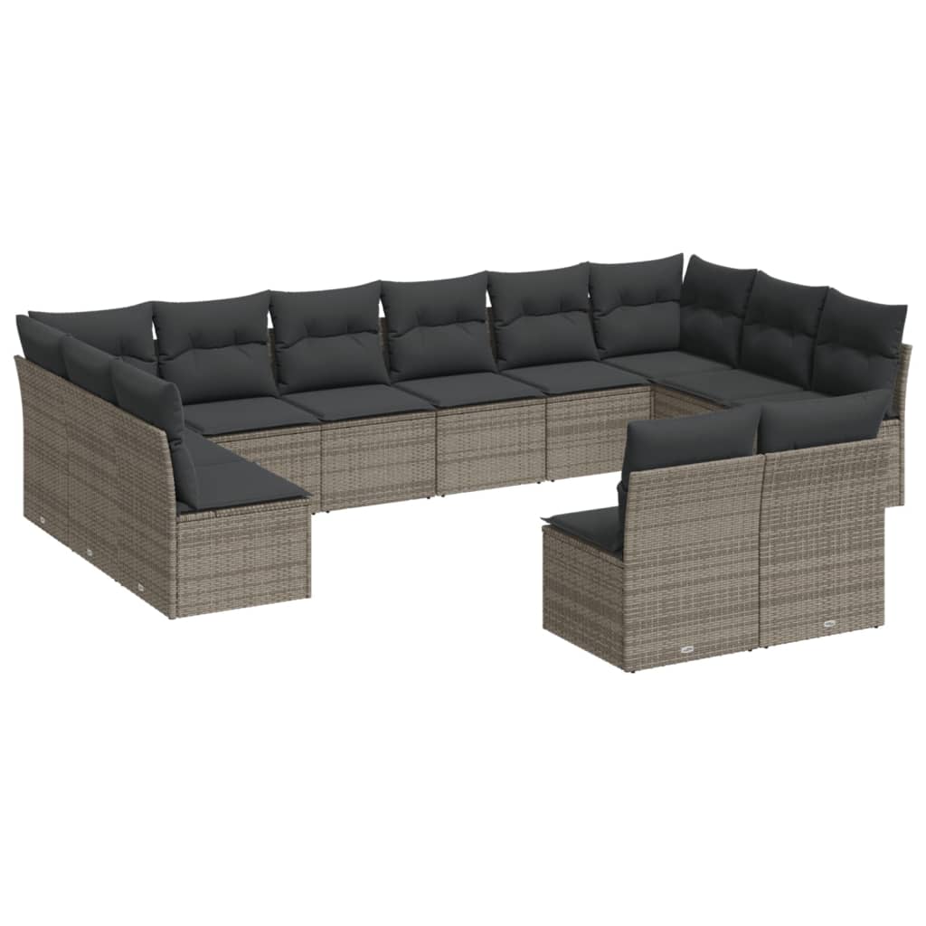 12-dijelni set vrtnih sofa od poliratana s jastucima sivi