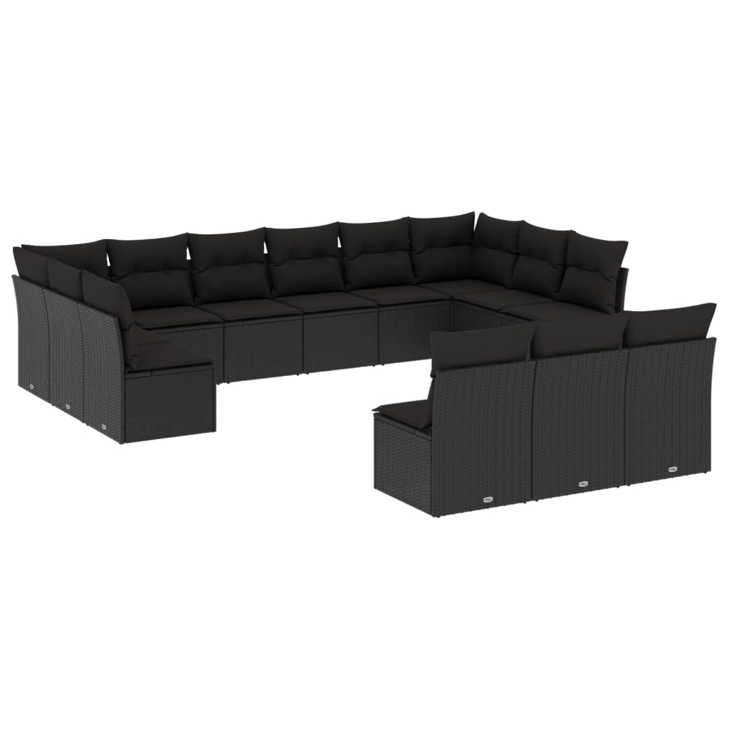 13-dijelni set vrtnih sofa s jastucima poliratan crni