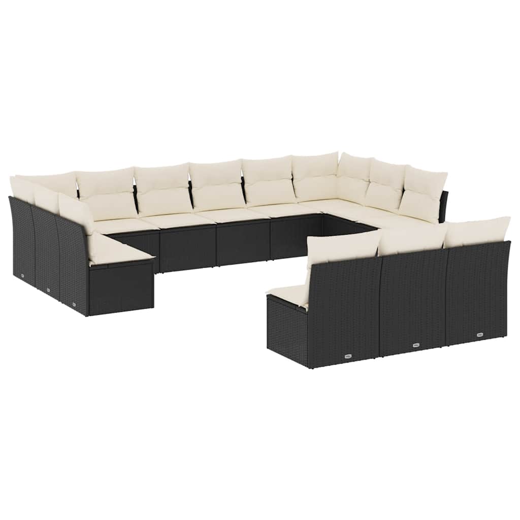 13-dijelni set vrtnih sofa s jastucima poliratan crni