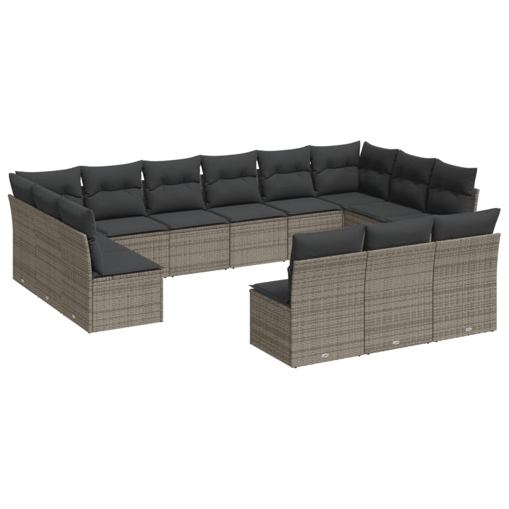 13-dijelni set vrtnih sofa od poliratana s jastucima sivi