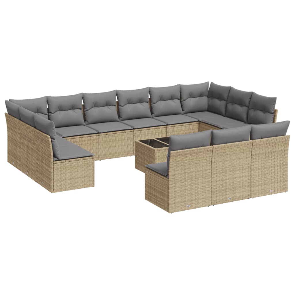 14-dijelni set vrtnih sofa s jastucima poliratan Bež