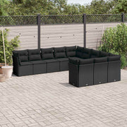 11-dijelni set vrtnih sofa od poliratana s jastucima crni