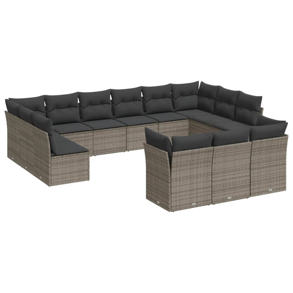 13-dijelni set vrtnih sofa od poliratana s jastucima sivi