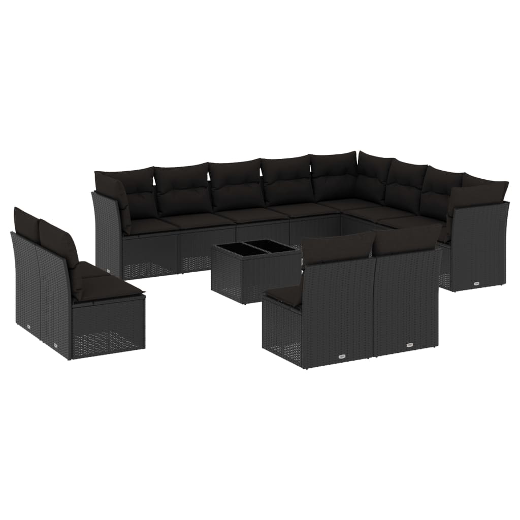 13-dijelni set vrtnih sofa s jastucima poliratan crni